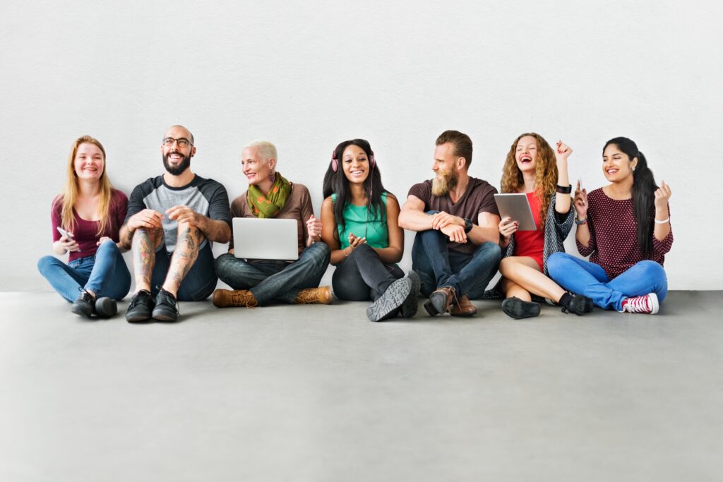 Diverse Group of People Community Togetherness Technology Concep